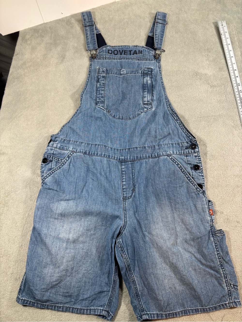 Dovetail Workwear Hemp Utility Shortalls Indigo Denim Overalls Size 12